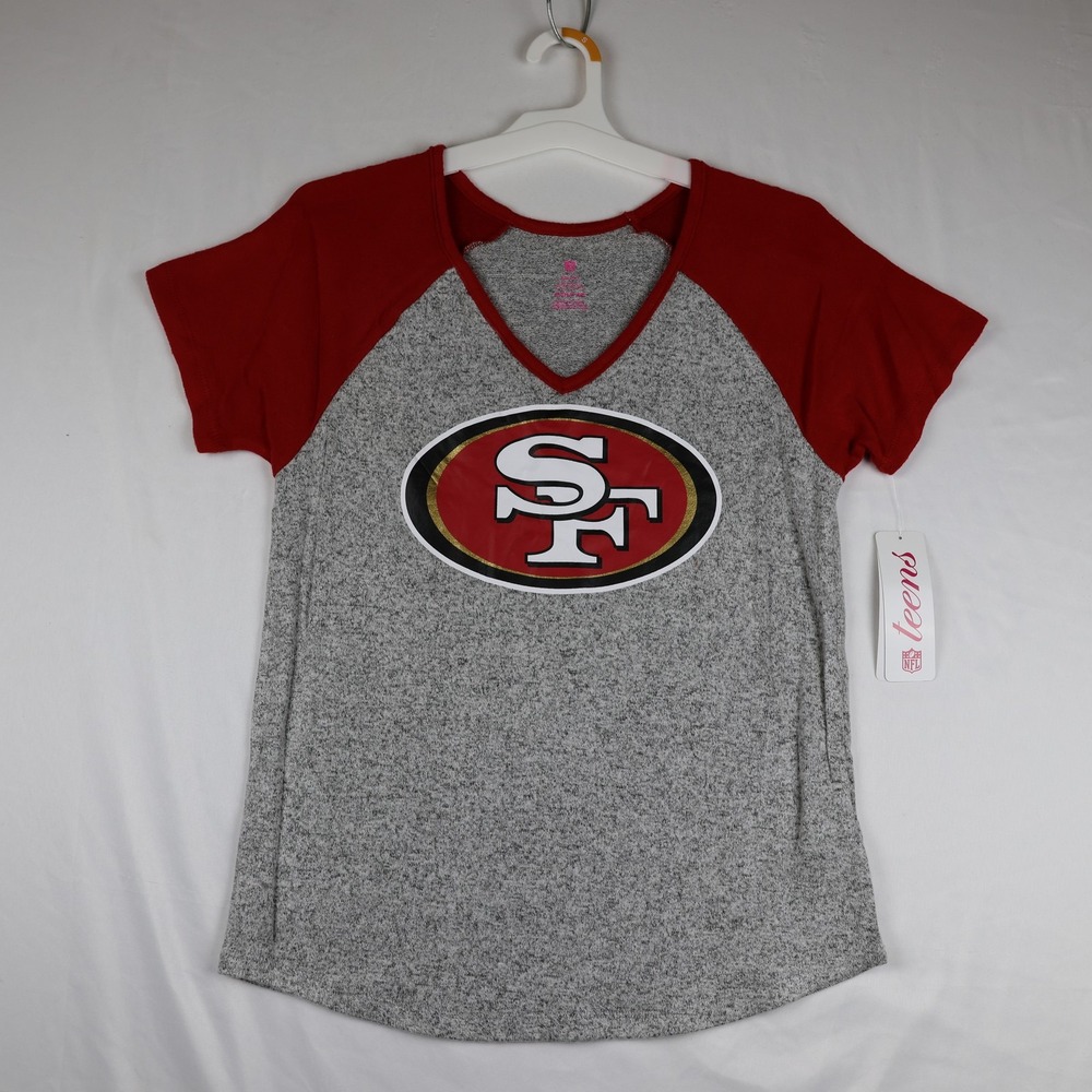 San Francisco 49ers‎ Shirt Tee Juniors Small Gray Red NFL Football Team Apparel